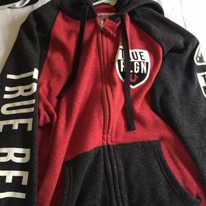 True religion black& Red Hoodie